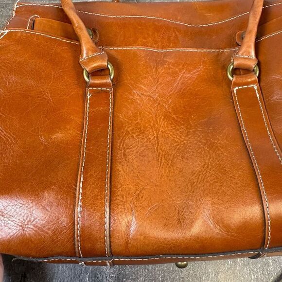 Patricia Nash Tan/Brown Vienna Satchel Leather Large Bag Purse - Picture 10 of 14